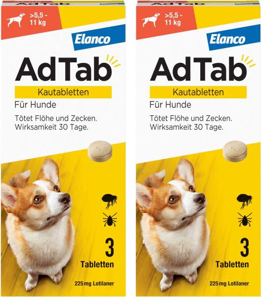AdTab 225 mg für mittelgroße Hunde (5,5-11 kg) 2 x 3 Kautabletten