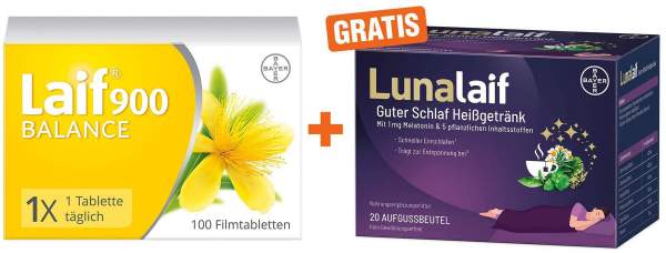 Laif 900 Balance 100 Filmtabletten + gratis Lunalaif Guter Schlaf Heißgetränk 20 Beutel