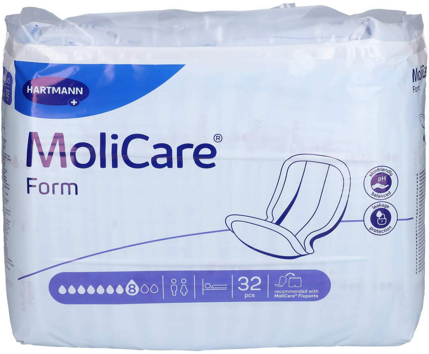 MoliCare Premium Form 8 Tropfen – 4x 32 Stück, Diskret & Saugstark | Inkontinenz-Hilfe