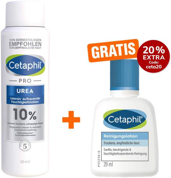 Cetaphil Pro Urea 10 % Lotion 500 ml + gratis Cetaphil Reinigungslotion 29 ml