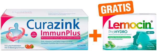 Curazink Immun Plus 50 Lutschtabletten + gratis Lemocin ProHydro