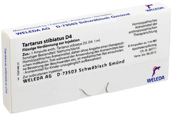 Tartarus stibiatus D 4 Weleda 8 x 1 ml Ampullen