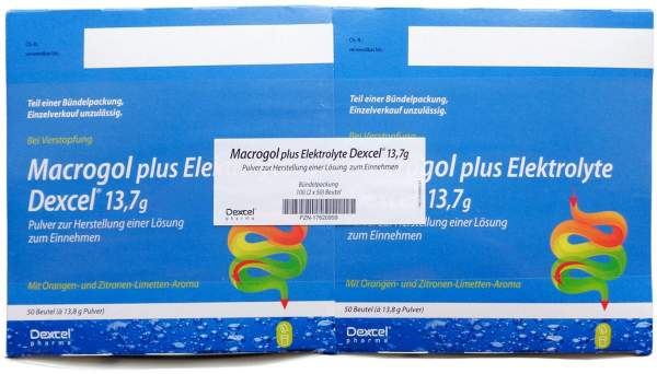 Macrogol plus Elektrolyte Dexcel 13,7 g PLE 100 Be