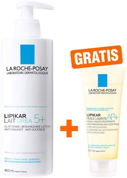 La Roche Posay Lipikar Lait Urea 5+ 400 ml + gratis La Roche Posay Lipikar Dusch-und Badeöl AP+ 100 ml