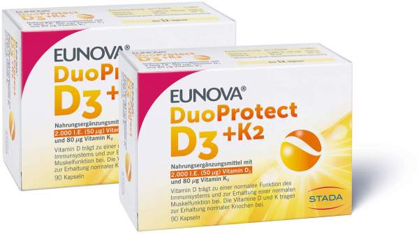 Eunova DuoProtect D3 + K2 2000 I.E. 2 x 90 Kapseln