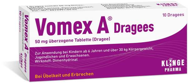 Vomex A Dragees 50 mg 10 überzogene Tabletten