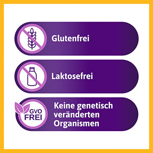 Femibion Produktvorteile: Glutenfrei, Laktosefrei und ohne gentechnisch veränderte Organismen.