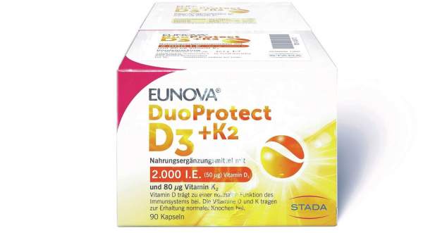 Eunova DuoProtect D3 + K2 2000 I.E. 2 x 90 Kapseln