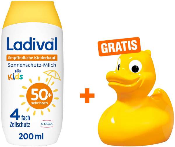 Ladival empfindliche Kinderhaut Milch LSF 50+ 200 ml + gratis Ente