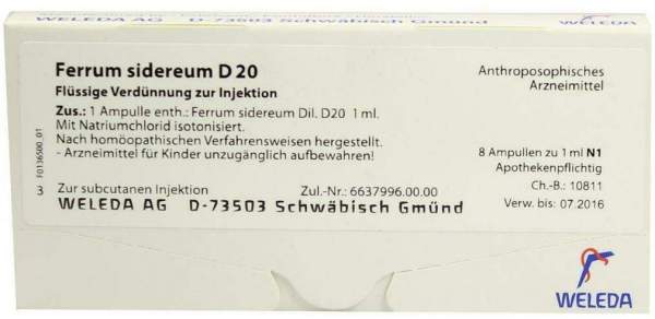 Weleda Ferrum Sidereum D20 8 X 1 ml Ampullen