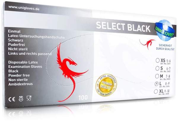 Select Einmal Latex Handsch.Gr.L Black