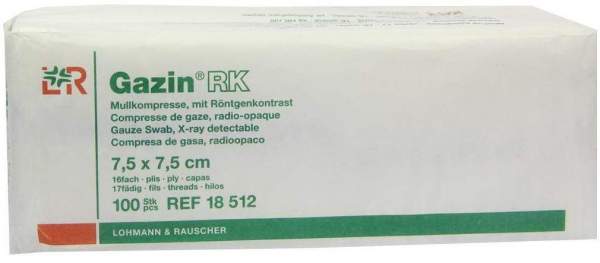 Gazin Kompressen 7,5cmx7,5cm 16fach Unsteril Mit Röntgenkontrast