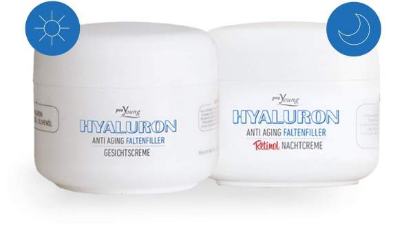 ProYoung Hyaluron Faltenfiller Gesichtscreme 50 ml + ProYoung Hyaluron Retinol Nachtcreme 50 ml