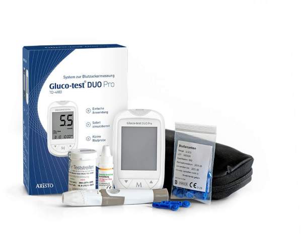 Gluco Test Duo Pro Set Blutzuckermessgerät mmol-l Weiss