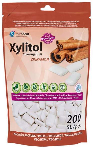 Miradent Xylitol Chewing Gum Refill Zimt 200 Stück