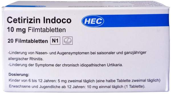 Cetirizin Indoco 10 mg Filmtabletten 20 Stück