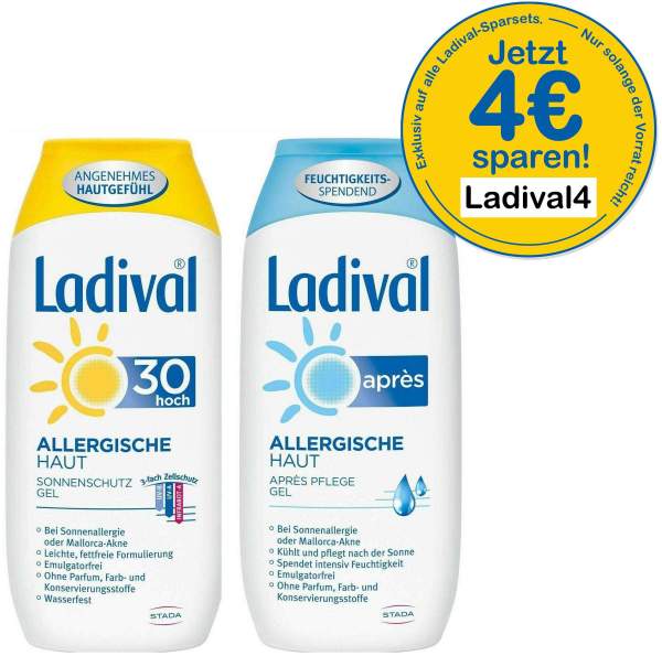Sparset Sonnenschutz Ladival allergische Haut Gel LSF 30 200 ml + Ladival Allerg. Apres Gel 200 ml