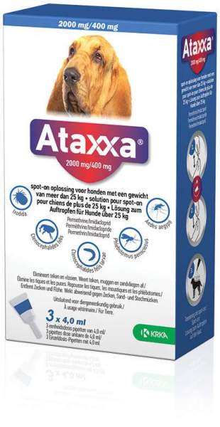Ataxxa 2000 mg-400 mg Lösung zum Auftropfen für Hunde über 25 kg 3 Pipetten