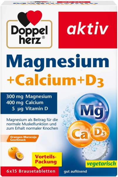 Doppelherz Aktiv Magnesium + Calcium + D3 6 X 15 Brausetabletten