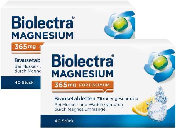 Biolectra Magnesium 365 mg fortissimum Zitronengeschmack 2 x 40 Brausetabletten