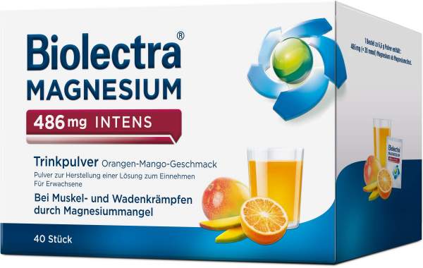 Biolectra Magnesium 486 mg intens Trinkpulver Orange-Mango 40 Stück