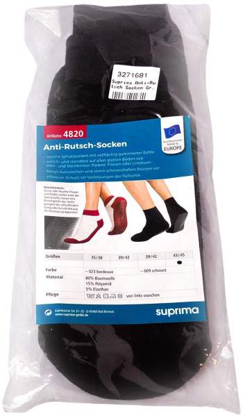 Suprima Anti-Rutsch Socken Gr.43-45 Schwarz 2 Stüc