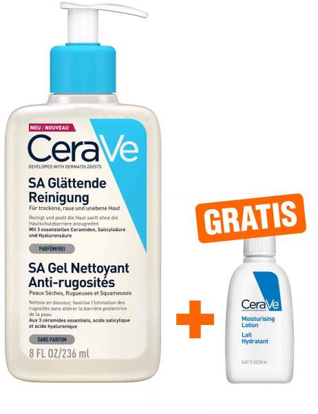 CeraVe SA Reinigungslotion 236 ml + gratis Feuchtigkeitslotion 20 ml