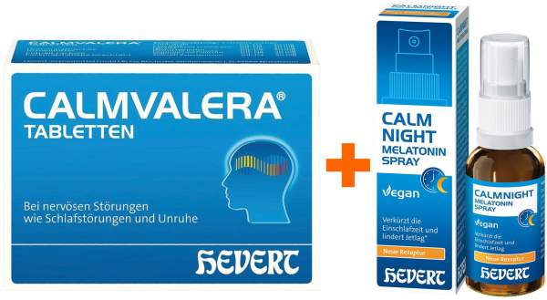 Calmvalera 100 Tabletten + Calmnight Hevert Melatonin Spray 30 ml