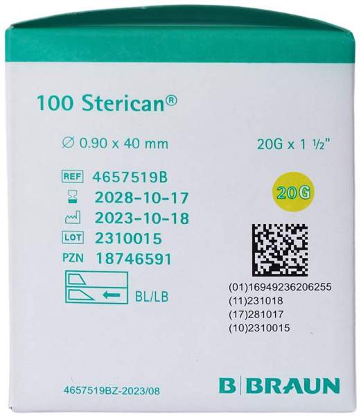 Sterican Einmalkanüle 20 G 40 mm 100 Stück