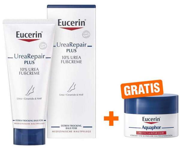 Eucerin UreaRepair Plus Fußcreme 10% 100 ml + gratis Aquaphor Repair-Salbe 7 ml