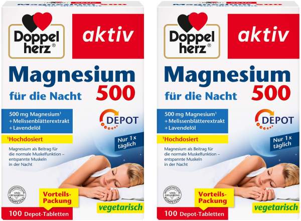 Doppelherz Magnesium 500 für die Nacht 2 x 100 Depot-Tabletten