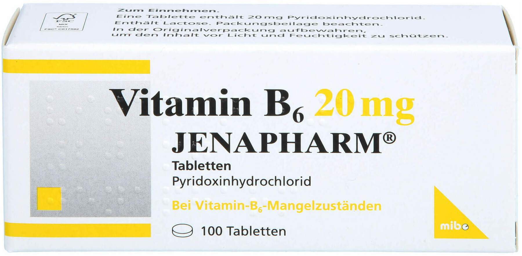 Vitamin B6 20 mg Jenapharm 100 Tabletten kaufen Volksversand