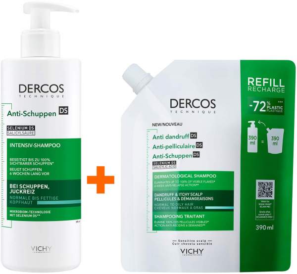 Vichy Dercos Anti-Schuppen Shampoo für fettige Kopfhaut 390 ml + Anti-Schuppen Shampoo fettige Kopfhaut 390 ml Refill