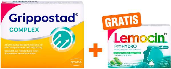 Grippostad Complex Orange 20 Beutel Granulat + gratis Lemocin ProHydro 20 Lutschtabletten