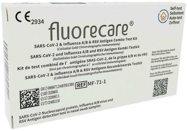 Fluorecare 4in1 Test Covid Antigen Influenza A+B &amp; RSV Virus 1 Test