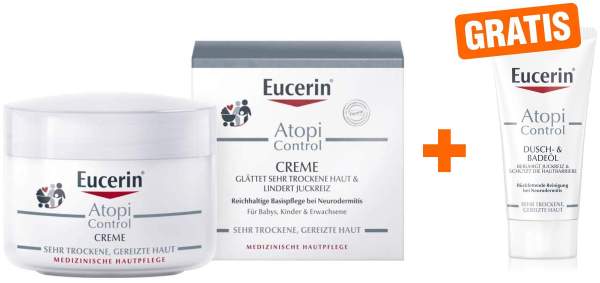Eucerin AtopiControl 75 ml Creme + gratis AtopiControl Dusch und Badeöl 20 ml