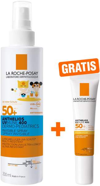 La Roche Posay Anthelios Dermo-Kids Invisible UVMune 400 LSF50 200 ml Spray + gratis Fluid UVMune 400 LSF 50+ 15 ml