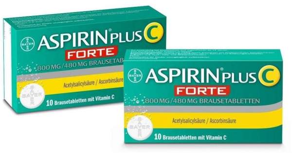 Aspirin Plus C forte Brausetabletten im Doppelpack 2 x 10 Stück