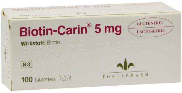 Biotin Carin 5 mg Lactose und Glutenfrei 100 Tabletten