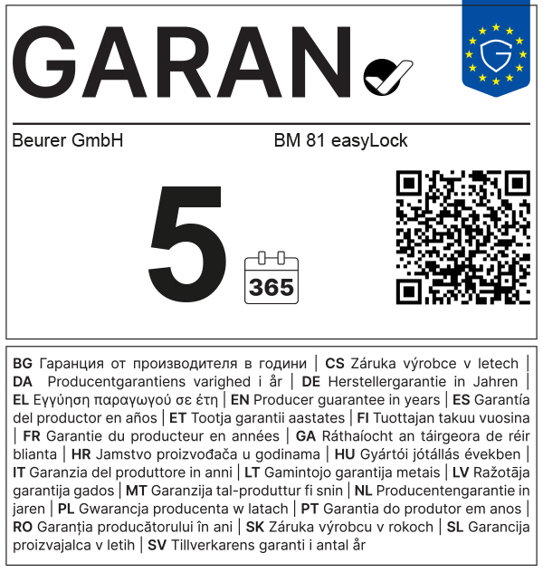 GARAN Beurer GmbH BM-81-easyLock