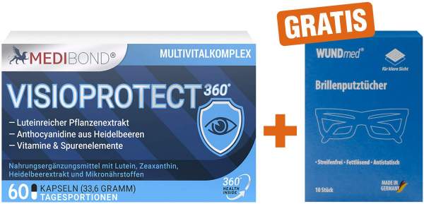 Visioprotect 360° Medibond 60 Kapseln + gratis Brillenputztücher 10 Stück