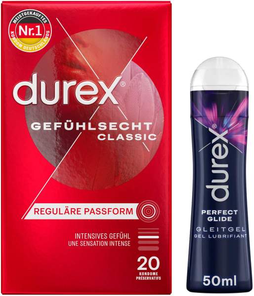wie selbst befriedigen Durex Gefühlsecht classic Kondome 20 St + Durex Play Perfect Glide 50