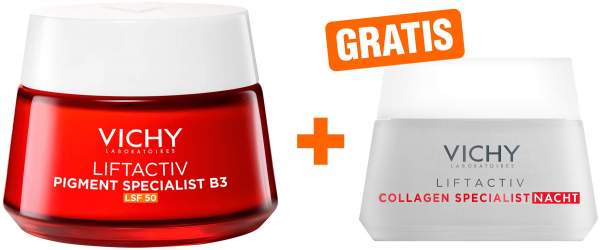 Vichy Liftactiv B3 Anti-Pigment-Flecken LSF 50 Creme 50 ml + gratis Vichy Liftactiv Collagen Specialist Nacht 15 ml
