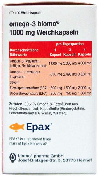 Omega-3 Biomo 1000 mg 100 Weichkapseln