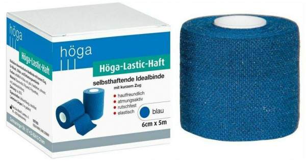 Höga Lastic Haft Binde 6cmx5m Blau