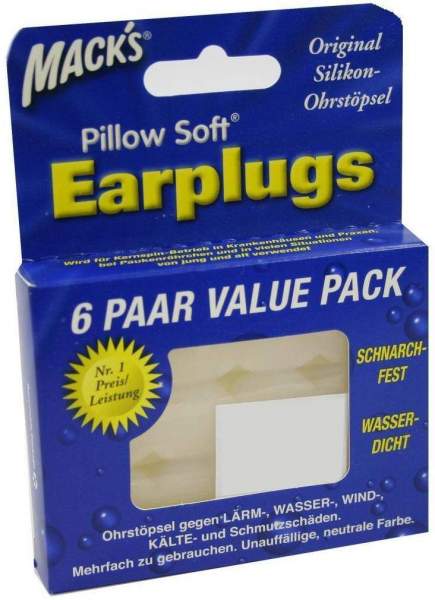 Macks Earpluggs 6 Paar Lärmschutz Ohrstöpsel