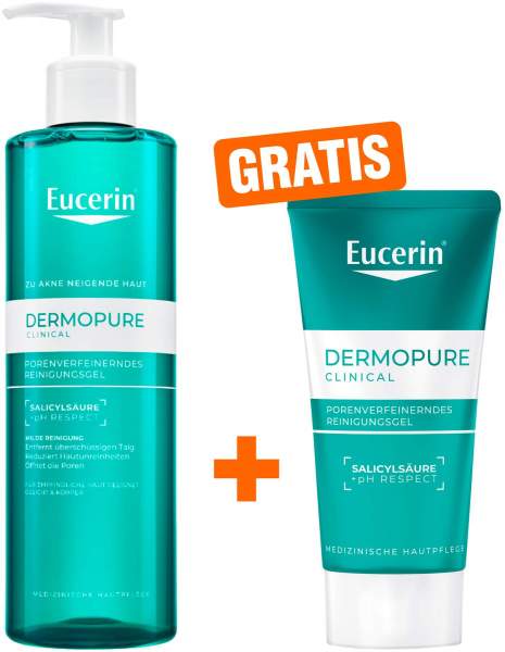 Eucerin DermoPure Clinical Reinigungsgel 400 ml + gratis Eucerin DermaPure Clinical Reinigungsgel 20ml