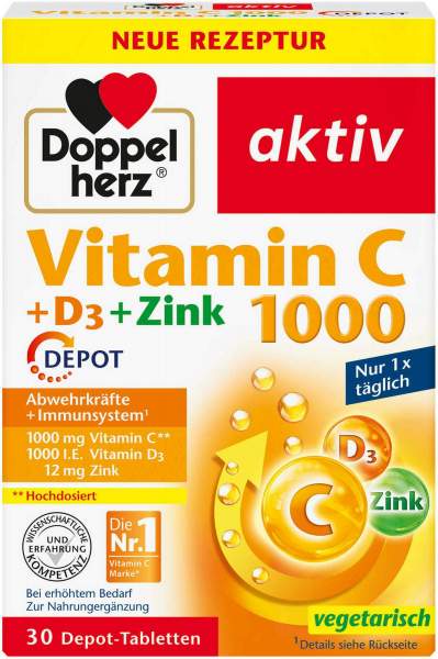 Doppelherz Vitamin C 1000+D3+Zink Depot Tabletten 30 Stück