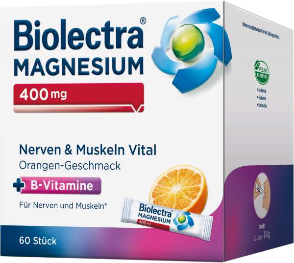 Biolectra Magnesium 400 mg Nerven &amp; Muskeln Vital 60 Beutel