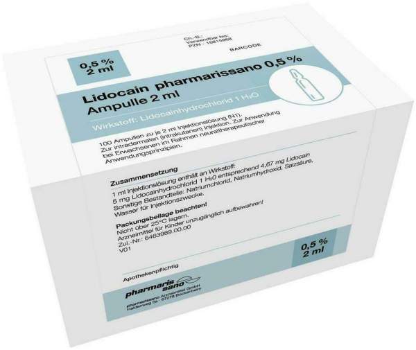 Lidocain Pharmarissano 0,5% Inj.-Lsg. 100 X 2 ml Ampullen